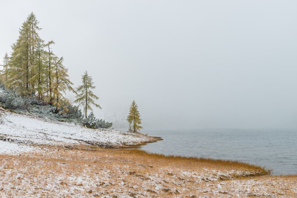 Großsee beim ersten Schnee Großsee auf der Tauplitzalm beim ersten Schnee